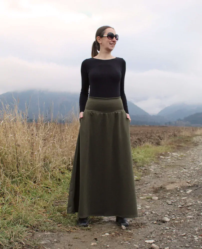 Úpletová sukňa zelená