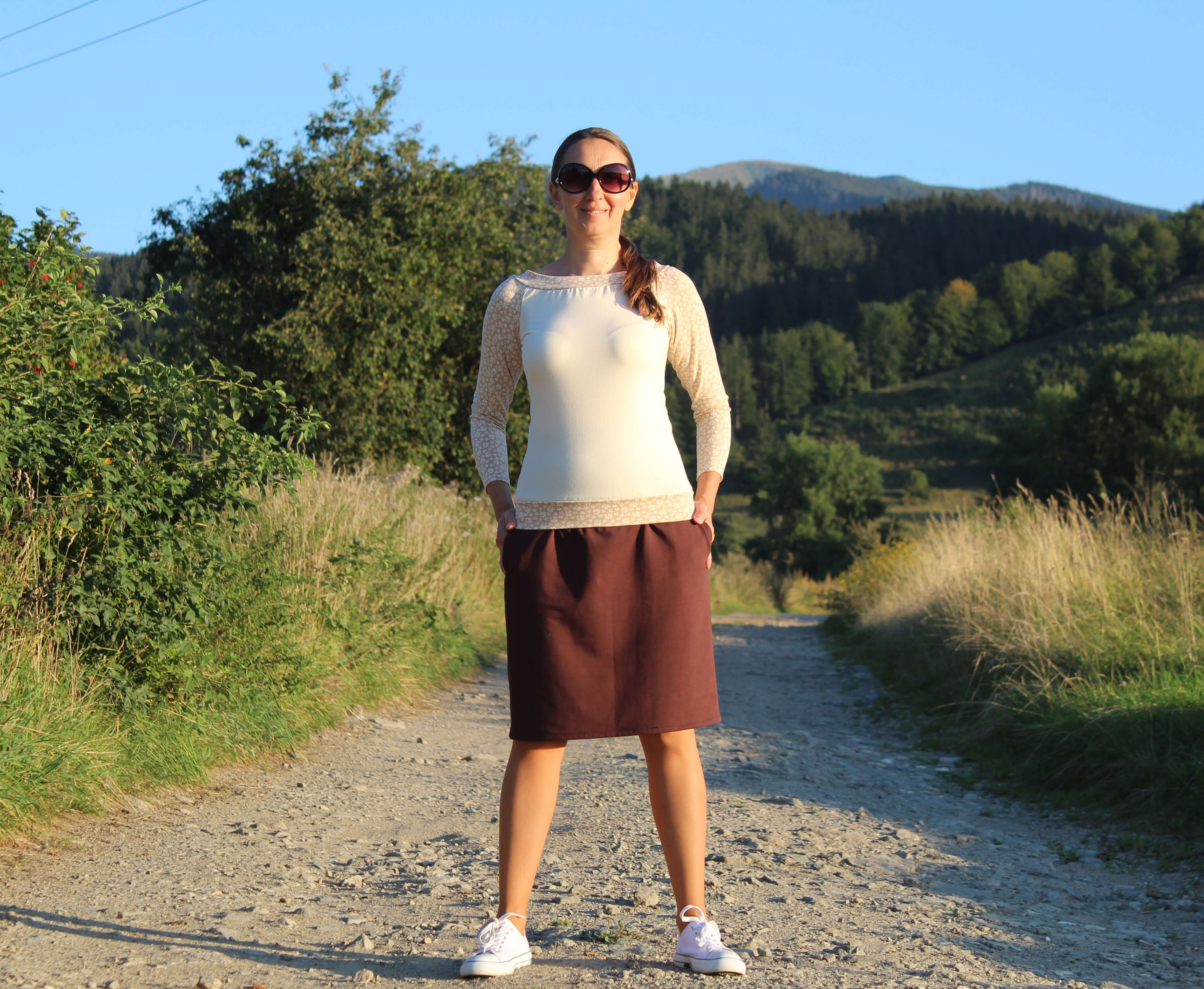 Tričko béžovo-smotanové