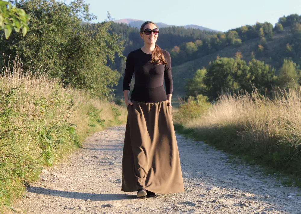 Dlhá sukňa hnedozelená