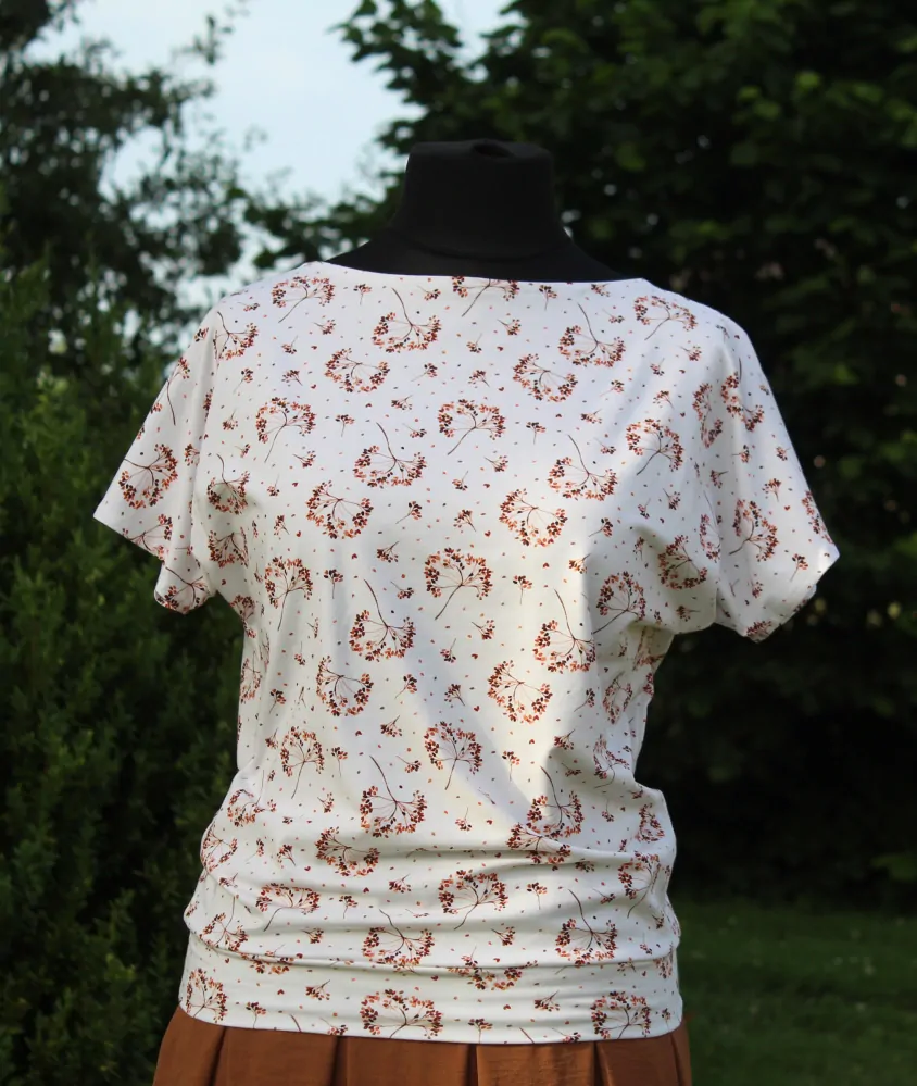 Tričko bielo hnedé rastlinky