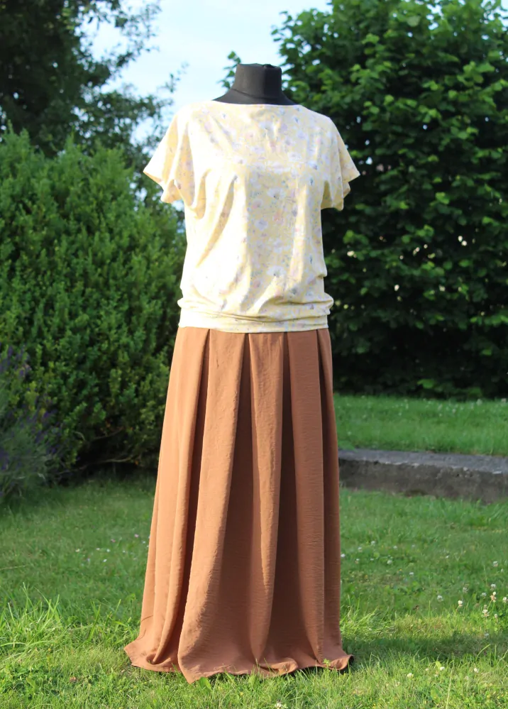 Tričko žlté so šedými kvetmi veľ. M