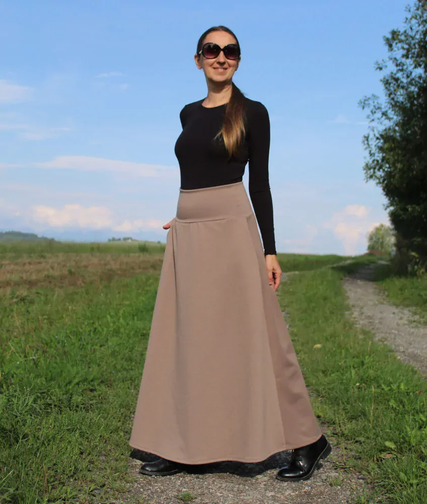 Úpletová sukňa béžová