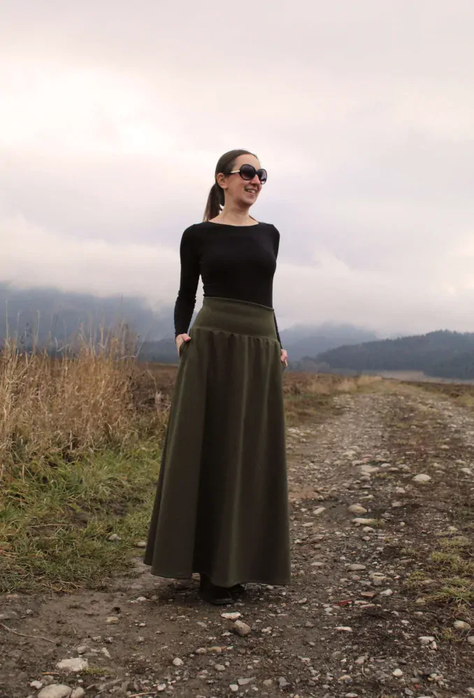 Úpletová sukňa zelená