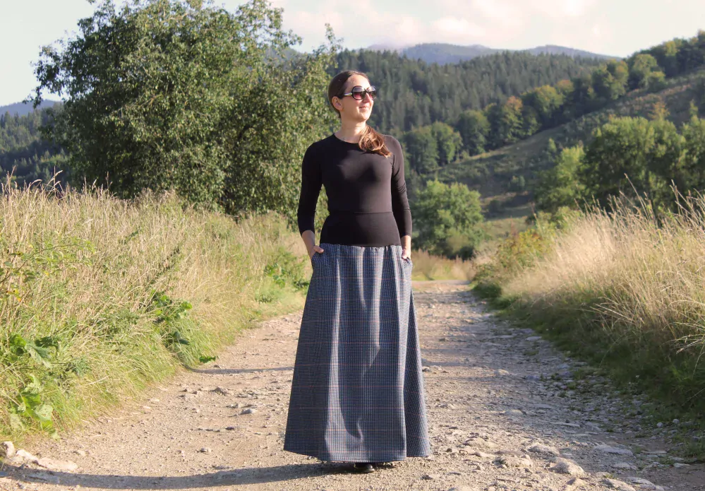 Dlhá sukňa šedomodrá