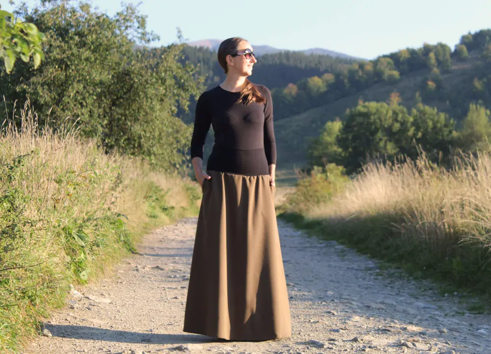 Dlhá sukňa hnedozelená