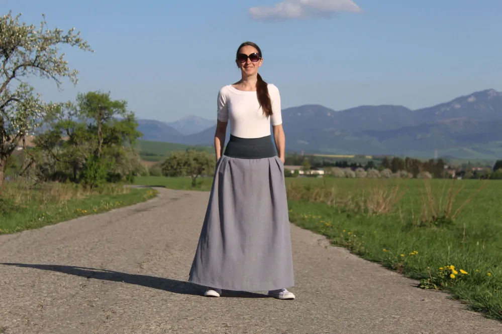 Ľanová sukňa šedá
