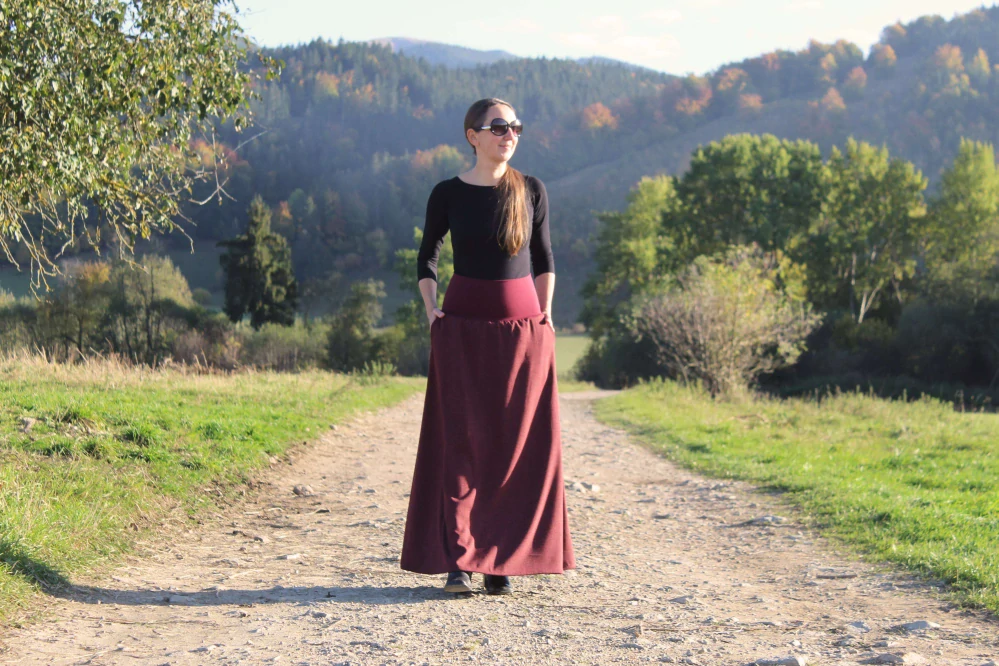 Dlhá sukňa "vínový melír"