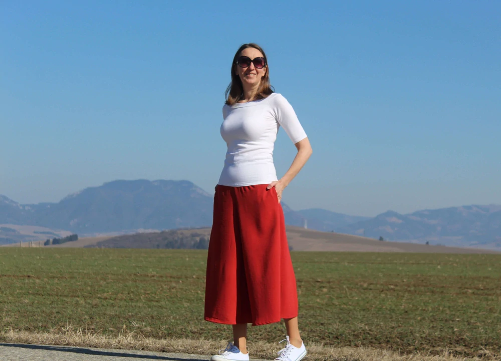 Trojštvťové tehlové nohavice