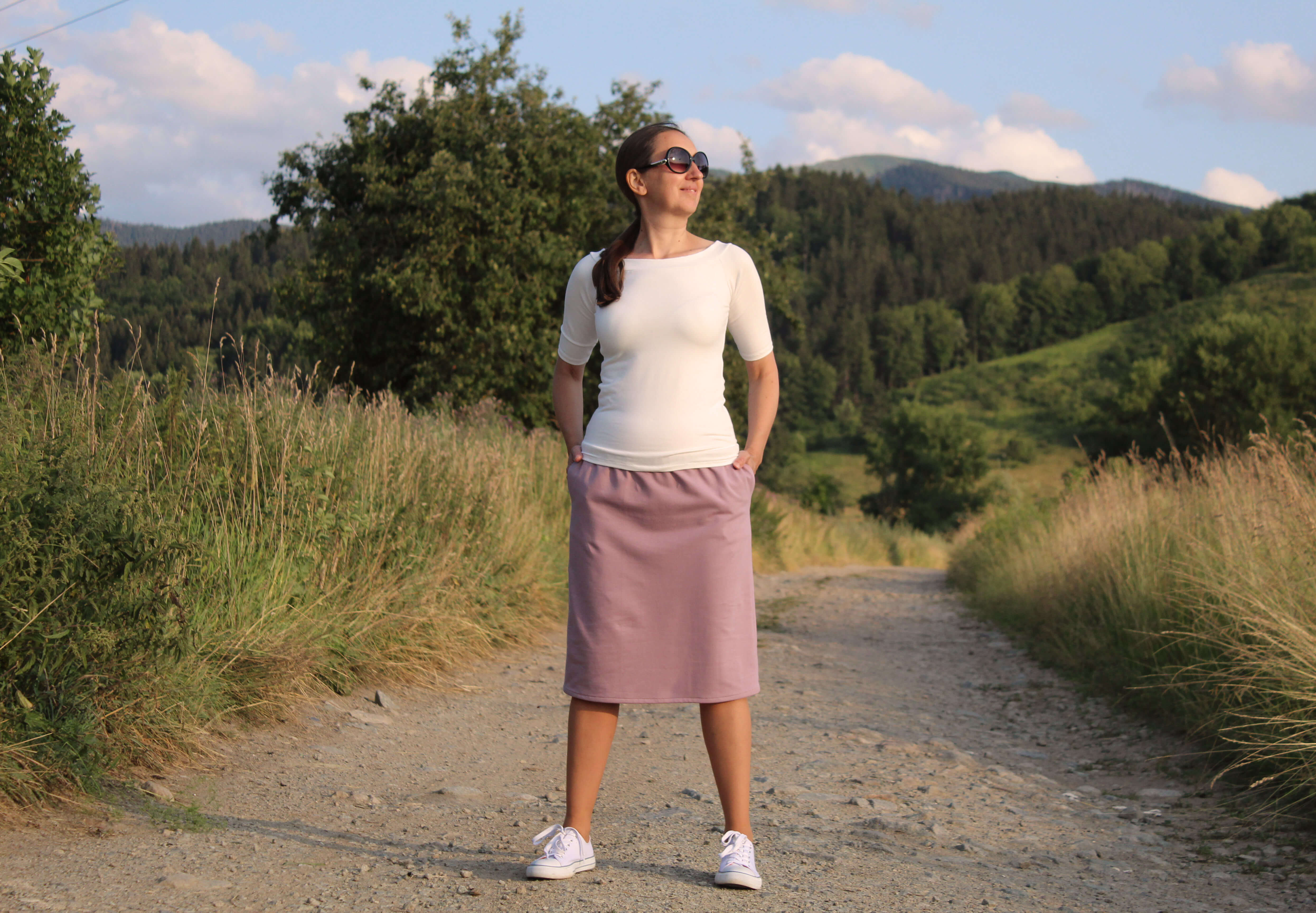 Trojštvrťová sukňa ružová