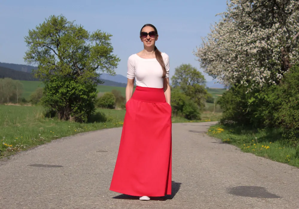 Ľanová sukňa červená