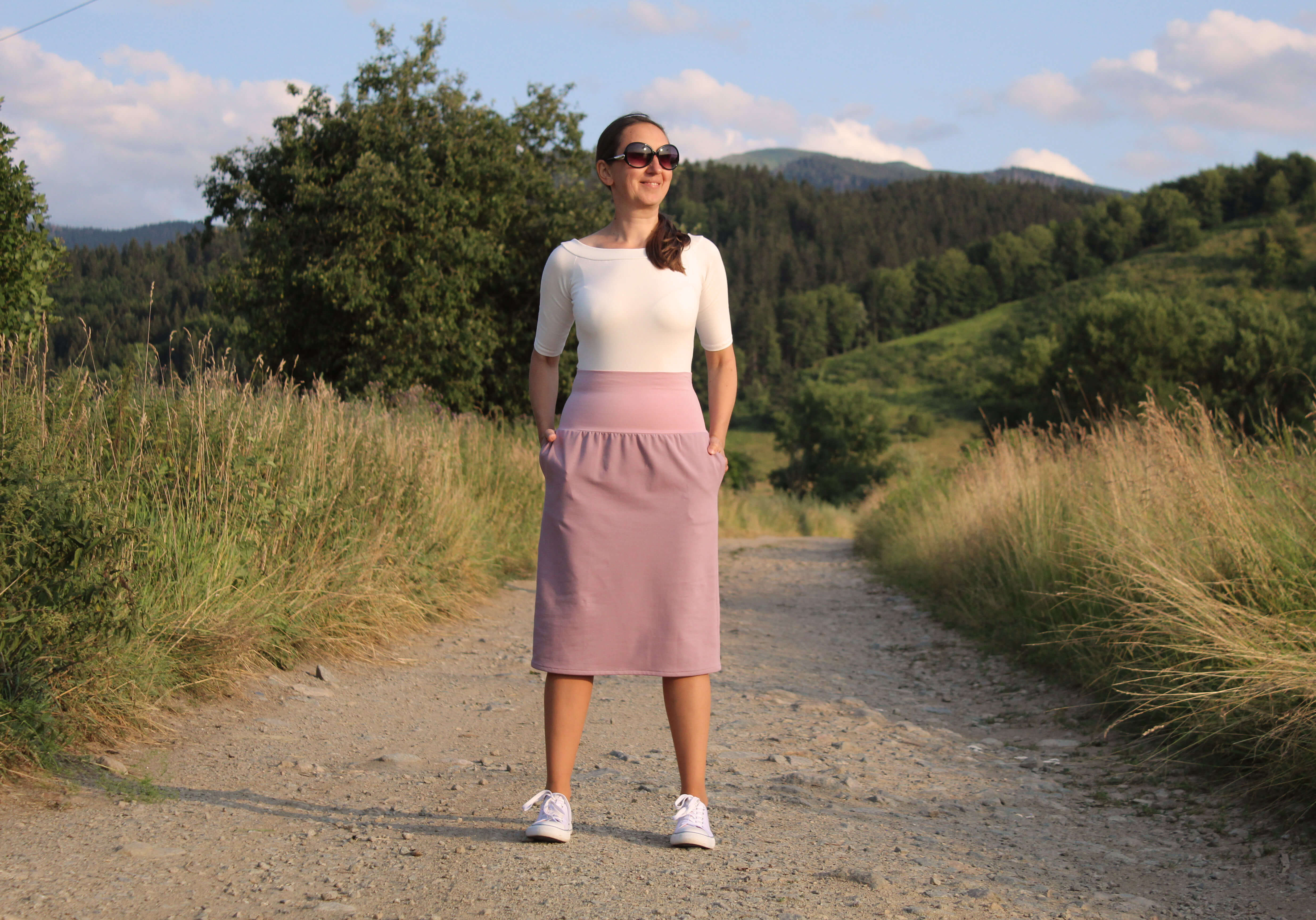 Trojštvrťová sukňa ružová