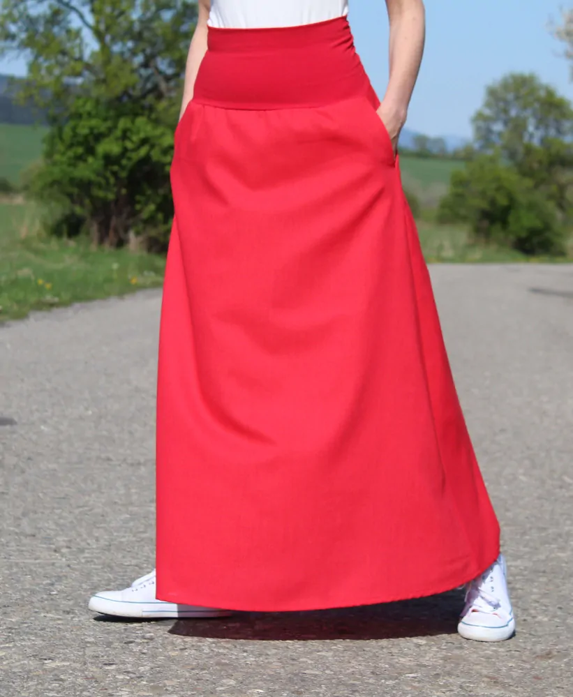Ľanová sukňa červená