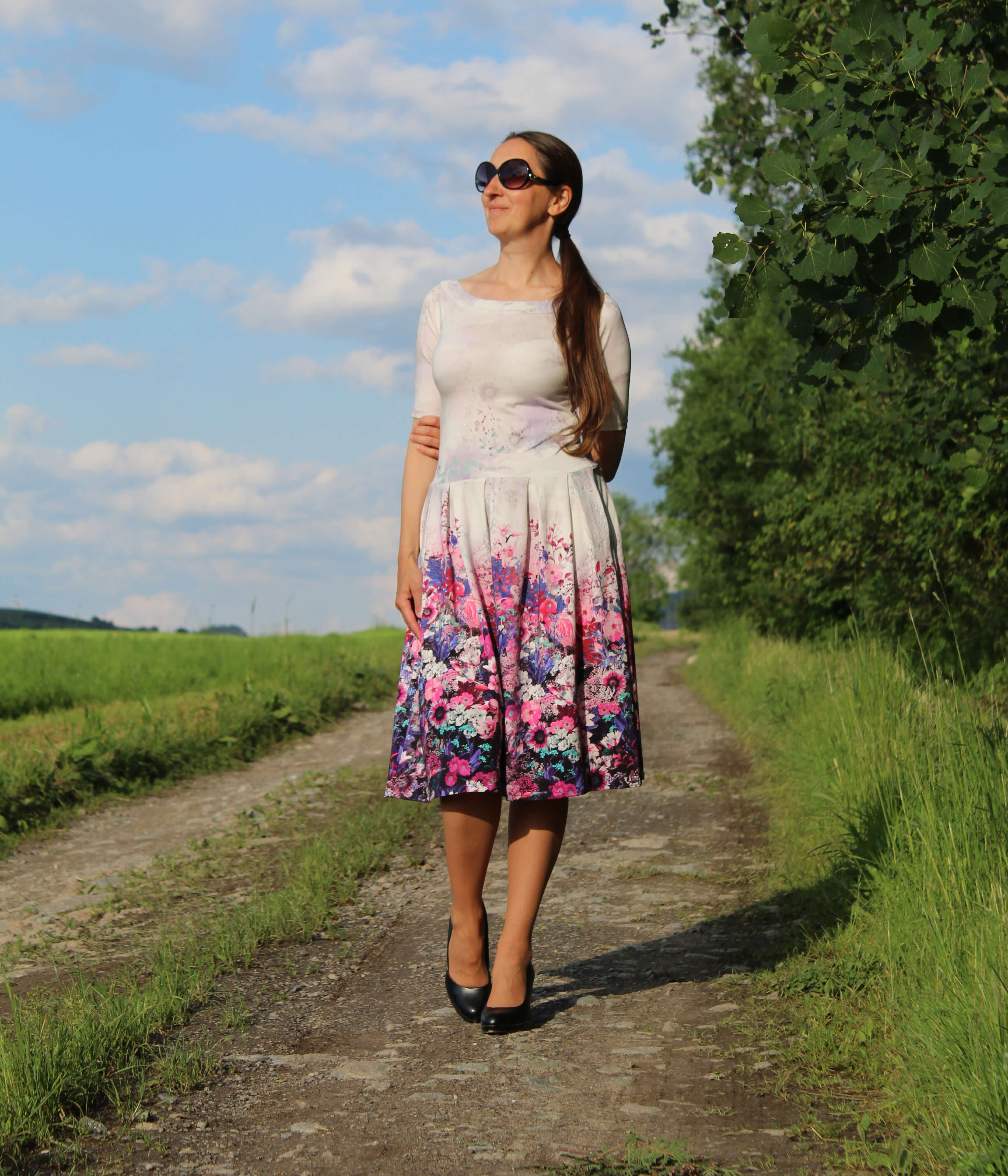 Úpletové šaty fialovo-ružová lúka