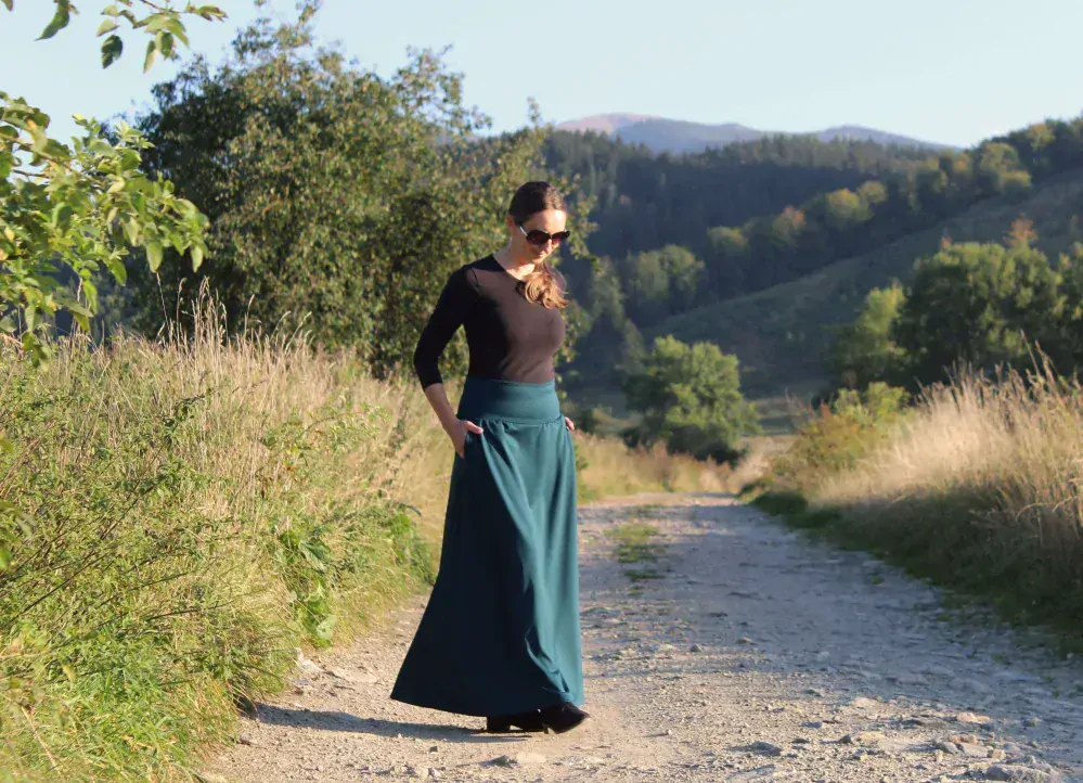 Úpletová sukňa smaragdová