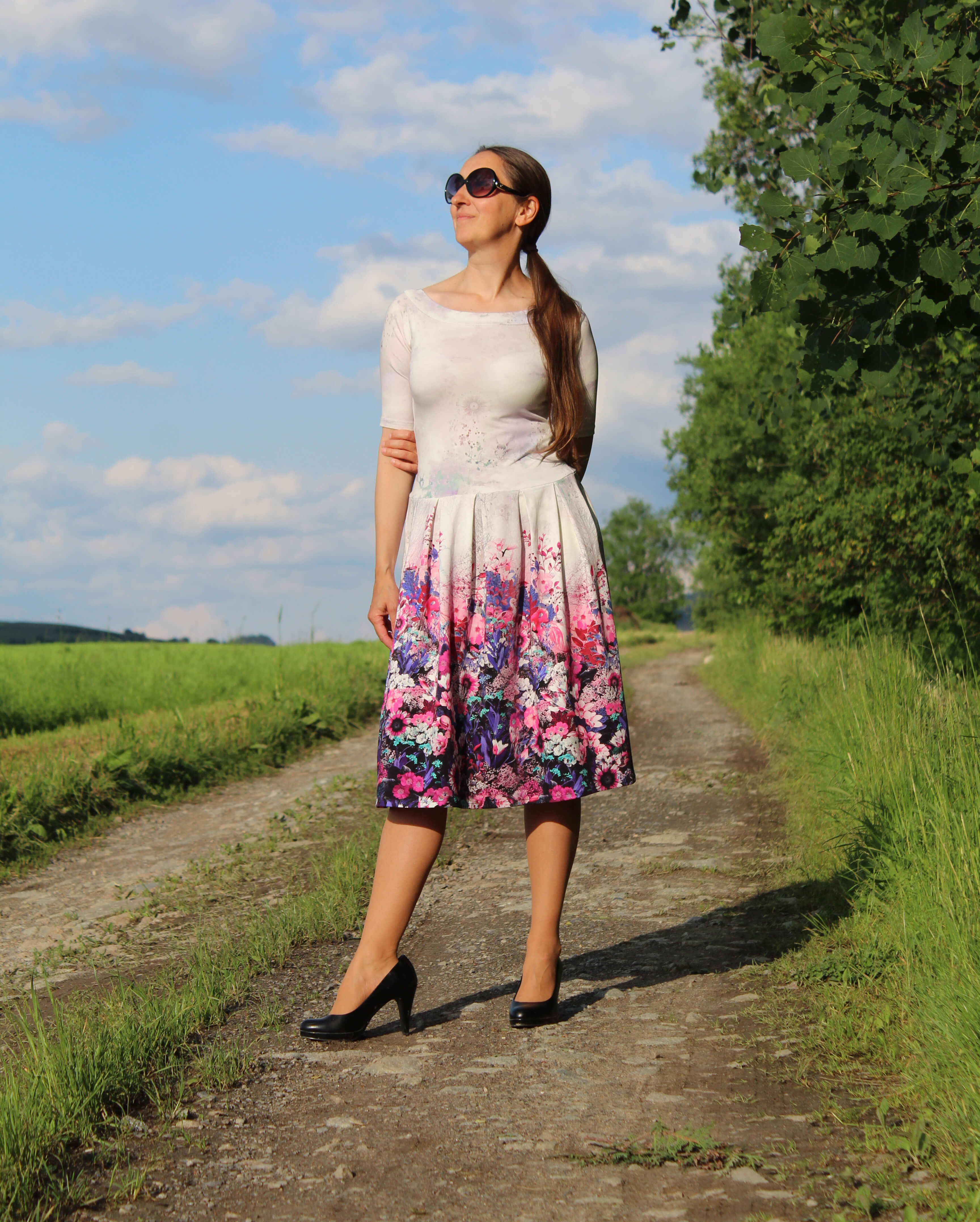 Úpletové šaty fialovo-ružová lúka