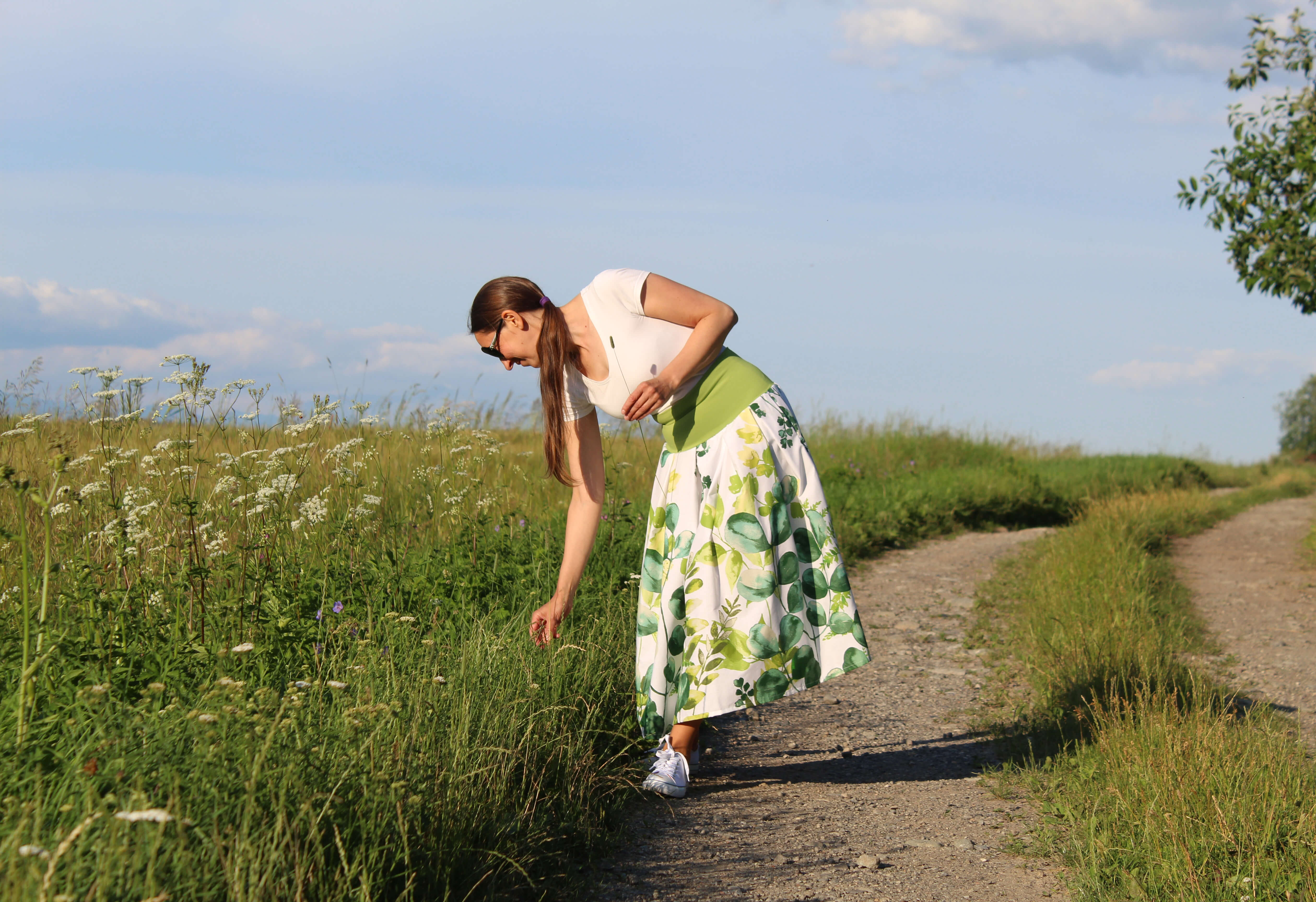 Bavlnená skladaná sukňa eukalyptus