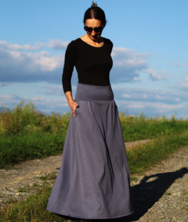Úpletová sukňa šedomodrá - denim