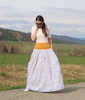 Viskózová sukňa šedo-horčicová