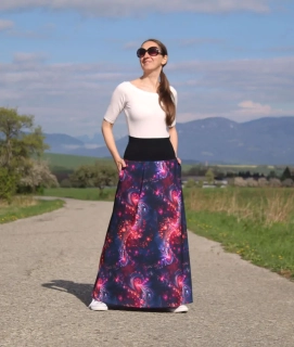 Úpletová sukňa vesmírny abstrakt