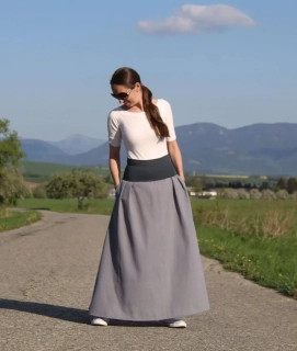 Ľanová sukňa šedá