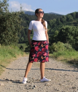 Krátka sukňa "pivónie a motýle"