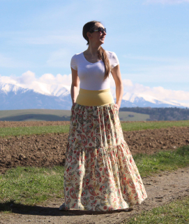 Viskózová sukňa žlté paisley