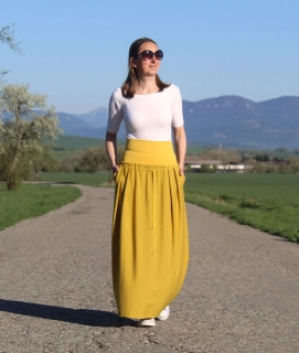 Dlhá rovná horčicová sukňa