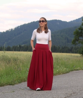 Dlhá "vínová" skladaná sukňa