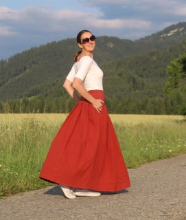 Mušelínová sukňa "tehlová madeira"