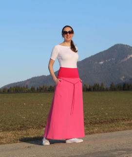 Mušelínová sukňa dlhá – ružová