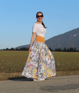 Dlhá bavlnená sukňa s kvetinovým vzorom